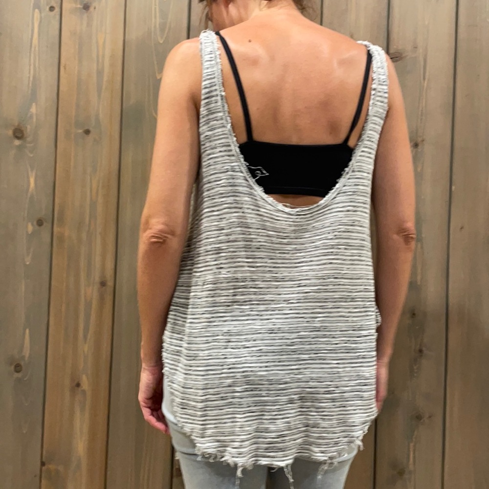 White & Black Sleeveless Shirt, Small. PacSun